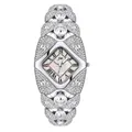Luxurious silver women's quartz watch fully encrusted with sparkling rhinestones. - Bangle Style (JW) / Silver Case White MOP Dial Silver Strap (Non-Waterproof)