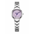 GEDI elegant ladies quartz watch with lavender dial and silver stainless steel strap. - Silver Case Purple Dial (Blue Hands)