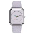 Elegant minimalist ladies' square quartz watch featuring lavender purple leather strap - Silver Case Purple Dial Light Purple Strap