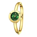 Gedi elegant gold bangle watch for women with green dial and rhinestones - Gold Case Dark Green Dial Gold Band