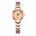 Elegant rose gold GEDI ladies quartz watch with slim steel strap and diamond markers - Rose Gold Case & Dial (Blue Hands)