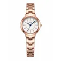 Elegant rose gold women's quartz watch with blue hands and diamond dial accents - Rose Gold Case White Dial (Blue Hands)