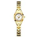 Elegant GEDI gold-tone women's quartz watch with steel link strap and white dial. - Gold Case White Dial (14048) / Gold (White Dial)