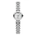 Elegant Gedi silver heart chain watch with round mother of pearl dial for women - Silver Case White MOP Dial