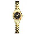 Elegant GEDI golden stainless steel women's quartz watch featuring a sleek black dial - Gold Case Black Dial (14048) / Gold (Black Dial)