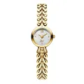 Gedi elegant ladies quartz watch featuring mother-of-pearl dial and gold leaf chain bracelet - Gold Case White MOP Dial