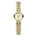 Gedi elegant gold quartz watch featuring a unique heart-shaped link bracelet and Roman dial - Gold Case Gold MOP Dial Gold Band