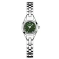Exquisite GEDI women's quartz watch featuring silver steel bracelet and dark green dial - Silver (Green Face)