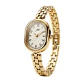 Elegant JW vintage gold women's quartz watch featuring an oval dial and chain link bracelet - Gold Case And Dial (Gold Chain)