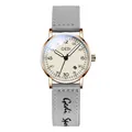 Elegant ladies quartz watch featuring a grey fabric strap and a minimalist beige dial face - Female Style / Rose Gold Case White Dial Grey Strap