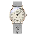 Elegant rose gold women's quartz watch featuring a gray fabric strap and cream dial - Male Style / Rose Gold Case White Dial Grey Strap