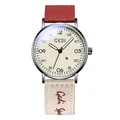 Elegant GEDI women's quartz watch featuring a red canvas strap and minimalist beige dial - Male Style / Black Case White Dial Red & Apricot