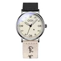 GEDI luxury quartz watch for women featuring a beige dial and a durable canvas strap - Male Style / Black Case Luminous Dial Black & Apricot