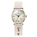 Elegant women's waterproof quartz watch featuring a beige fabric strap and rose gold case design - Female Style / Rose Gold Case White Dial Apricot Strap