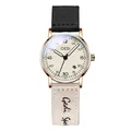 Modern GEDI fashion quartz watch for women featuring a stylish dual-color fabric strap - Female Style / Rose Gold Case Luminous Dial Black & Apricot