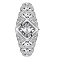 Elegant silver-tone ladies' quartz watch with diamond-studded bracelet and Roman numerals - JW964 Bracelet Style (JW964) / Silver Case White Dial Silver Bracelet (Not Waterproof)