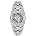 Silver rhinestone encrusted women's quartz watch with elegant diamond-shaped dial - Bangle Style (GEDI) / GEDI Style Silver Case White MOP Dial Silver Strap (Waterproof)