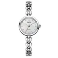 GEDI elegant women's fashion quartz watch with silver link bracelet and pearl dial - Silver Case White Dial