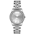 GEDI classic silver steel band quartz watch with minimalist dial and date display - Male Style / Men's Silver Case White Dial