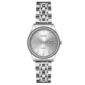 Elegant Gedi silver stainless steel quartz watch with functional calendar date display - Female Style / Women's Silver Case White Dial