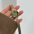 Elegant GEDI women's quartz watch featuring a green dial and rose gold mesh strap. - Green Dial Rose Gold Mesh Band / Rose Gold