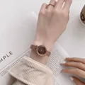 GEDI minimalist rose gold women's watch featuring a brown dial and stainless steel mesh band - Coffee Dial Coffee Mesh Band / Coffee