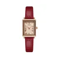Klassische GEDI-Quarzuhr mit quadratischem Zifferblatt und rotem Lederarmband - Roségoldenes Gehäuse und Zifferblatt mit rotem Lederarmband