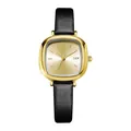 GEDI vintage square gold watch for women with premium black leather strap for elegant look - Gold Dial Black Leather Strap / Gold