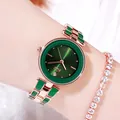 Elegante reloj de cuarzo Gedi para mujer con esfera verde y correa de acero en oro rosa - Caja Oro Rosa Esfera Verde Correa Verde