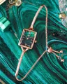 Gedi Luxus Damenarmbanduhr mit malachitgrünem Zifferblatt und roségoldenem Band - Roségold-Gehäuse Grünes Zifferblatt Roségold-Armband