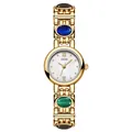 Vintage ethnic style women's bracelet watch with colored stones and gold-tone finish - Dunhuang Colorful Cat Eye