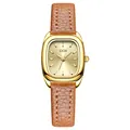 Orologio al quarzo quadrato minimalista GEDI da donna con cinturino in pelle marrone - Quadrante Quadrato (13118 Pelle) / Oro Caramello