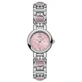 GEDI retro ethnic style bangle watch for women with pink stones and silver metal band - Sakura Pink Cat Eye
