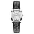 Orologio quadrato argento minimalista GEDI con cinturino in pelle nera da donna - Quadrante Quadrato (13118 Pelle) / Nero Argento Minimalista