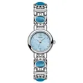 Gedi women's vintage ethnic silver bracelet watch with oval blue stones and light blue dial - Glacier Blue Cat Eye