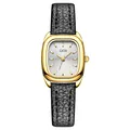 Orologio al quarzo quadrato GEDI da donna con cinturino in pelle nera e cassa dorata - Quadrante Quadrato (13118 Pelle) / Retrò Nero Oro
