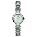 Vintage GEDI women's silver bracelet watch with green stone inlays and marble dial - Mint Green Jade Look