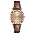 GEDI classic minimalist quartz watch featuring a brown leather strap and rose gold dial - Men's Rose Gold Case Rose Gold Dial Brown Strap (21015 Leather)