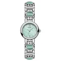 GEDI vintage ethnic style women's bracelet watch with light green stone inlays silver - Light Jade Green Cat Eye