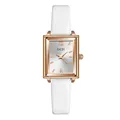 GEDI elegant small square ladies quartz watch with white crocodile pattern leather strap - White Dial White Strap