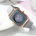 GEDI fashion women's quartz watch with gray silicone strap and rose gold square dial - Rose Gold Case Grey Dial Grey Strap