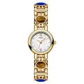 Vintage gold bracelet watch for women with colorful tiger eye stones and GEDI logo - Dunhuang Colorful Jade Look