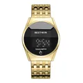Montre numérique élégante en acier inoxydable doré à écran tactile LED - Or Noir