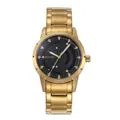 Montre à quartz luxe BESTWIN pour hommes avec cadran noir rotatif et fini doré - Style Cadran Noir Boîtier Or / Or Noir