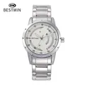 Montre à quartz élégante pour hommes en argent avec cadran rotatif créatif et bracelet métal - Argent Blanc