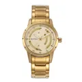 Montre à quartz dorée pour homme avec cadran rotatif créatif et index en cristaux - Style Grand Cadran Rotatif Or / Tout Or