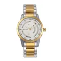 Montre à quartz créative pour hommes avec cadran rotatif et bracelet bicolore - Bicolore Blanc