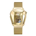 Hoursly luxe heren gouden quartz horloge met slangenkop ontwerp en mesh horlogeband - Goud Goud Milanese Mesh Band