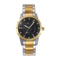 Montre à quartz de luxe pour hommes avec bracelet en acier bicolore et cadran noir créatif - Bicolore Noir