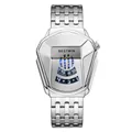 BESTWIN luxury silver shield-shaped alloy quartz watch for men with unique digital dial - Silver White